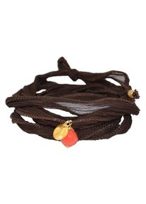 YOGISTAR.COM, Damen Wickel-armband 'Mychakra', Dunkelbraun / Gelb / Koralle