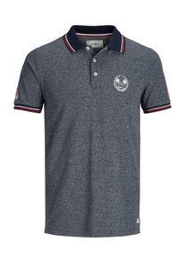 PRODUKT, Herren Poloshirt, Taubenblau / Hellrot / Weiß