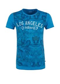 Q/S Designed By, Herren T-Shirt mit verwaschenem Flower-Print, Blau