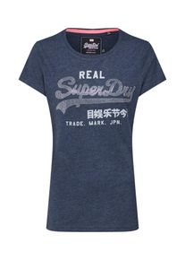 Superdry, Damen T-Shirt, Blaumeliert / Wei&szlig;