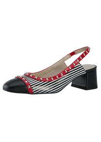 Heine, Damen Slingpumps, Rot / Schwarz / Weiß