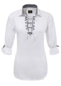 OS-Trachten, Damen Trachtenbluse, Schwarz / Weiß