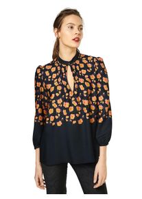 Drykorn, Damen Bluse 'BEGONIA', Blau / Dunkelgelb
