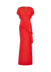 Apart, Damen Abendkleid mit einem Volant mit Schößcheneffekt, Orangerot