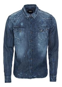 tigha, Herren Jeanshemd 'Fred 9330 ripped', Blue Denim