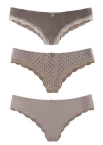 Lascana, Damen Brasilslips (3 Stck.), Greige