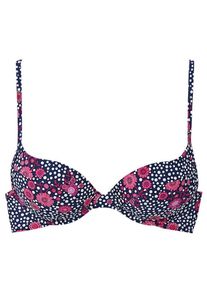 Lascana, Damen Push-up-Top 'Flori', Blau / Himbeer / Weiß