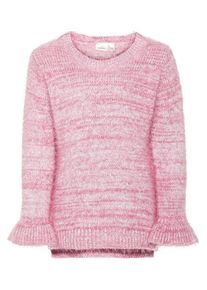 name it, M&auml;dchen Blustickerei Strick Pullover, Oliv / Pastellorange / Pink / Wei&szlig;
