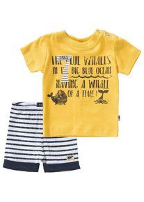Blue Seven, Baby Set T-Shirt + Shorts, Nachtblau / Gelb / Wei&szlig;