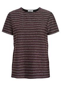 Pieces, Damen Glitzer Bluse, Rosa / Weinrot / Silber