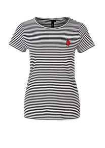Q/S Designed By, Damen Ringelshirt, Schwarz / Wei&szlig;