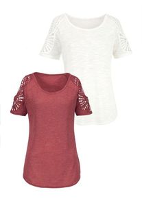 Vivance, Damen Shirts, Blutrot / Naturwei&szlig;