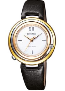 Citizen, Damen Uhr 'EM0656-15A', Gelb / Schwarz / Wei&szlig;