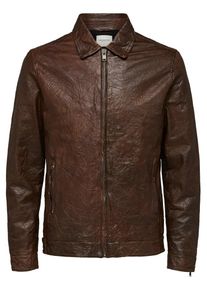 Selected Homme, Herren Lederjacke, Braun
