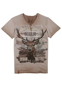 Marjo, Herren Trachtenshirt, Braun / Hellbraun