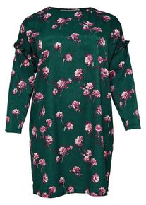 Only Carmakoma, Damen Kleid, Dunkelgrün / Pink / Weiß