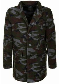 DSTREZZED, Herren Kurzmantel 'BOUCLE WOOL', Braun / Graumeliert / Dunkelgrün