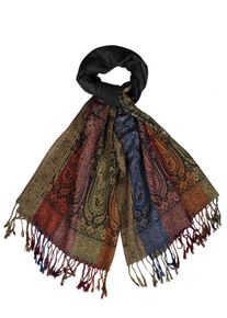 Silvio Tossi, Damen Schal, Blau / Basaltgrau / Apfel / Orange / Pastellrot