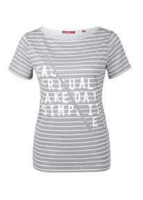 s.Oliver RED LABEL, Damen Ringelshirt, Grau / Wei&szlig;