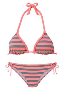 Venice Beach, Damen Triangel-Bikini, Grau / Koralle / Dunkelpink