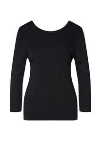 Object, Damen Pullover 'OBJBROOKLYN RIB 3/4 KNIT TOP', Schwarz