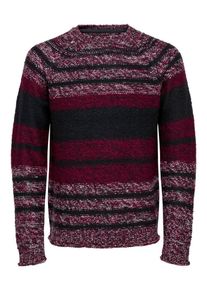 Only & Sons Only & Sons, Herren Strickpullover, Kirschrot / Schwarz / Wei&szlig;