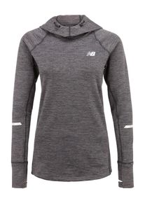 New Balance, Damen Laufshirt mit Kapuze, Anthrazit / Wei&szlig;