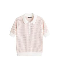 Mango, Damen Poloshirt 'Street', Nude / Wei&szlig;