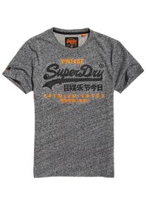 Superdry, Herren T-Shirt 'Premium Goods Duo', Graumeliert / Orange / Schwarz