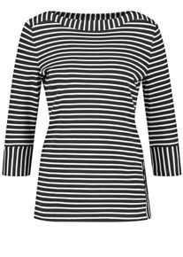 Gerry Weber, Damen T-Shirt 3/4 Arm 3/4 Arm Shirt mit feinem Ringel, Schwarz / Wei&szlig;