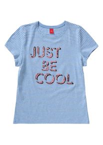 s.Oliver Junior, Mädchen T-Shirt gestreift mit Wendepailletten für Mädchen REG, Blau / Weiß