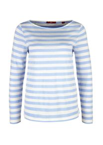 s.Oliver RED LABEL, Damen Langarmshirt, Hellblau / Weiß