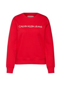 Calvin Klein Jeans, Damen Sweatshirt 'INSTITUTIONAL REGULAR CREW NECK', Rot / Weiß