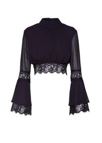 Missguided, Damen Shirt 'Flared Lace Trim', Schwarz