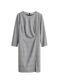 Mango, Damen Kleid 'Cuad', Limone / Grau / Weiß