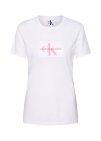 Calvin Klein Jeans, Damen Shirt 'FLOCK MONOGRAM SLIM TEE', Rosa / Weiß