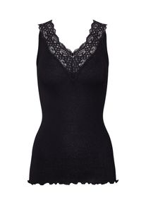 rosemunde, Damen Top 'Silk top v-neck regular w/ lace', Schwarz