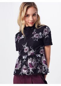 Vila, Damen Bluse 'LEONORE PEPLUM', Lila / Schwarz / Wei&szlig;