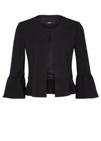s.Oliver BLACK LABEL, Damen Kurzer Cr&ecirc;pe-Blazer mit Volants, Schwarz