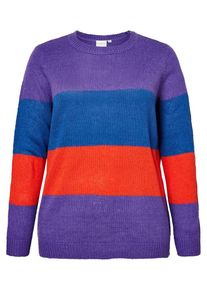 JUNAROSE, Damen Pullover, Blau / Neonlila / Hellrot