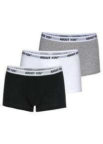 ABOUT YOU, Herren Trunks, Grau / Schwarz / Weiß