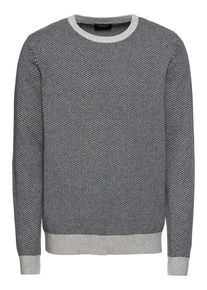 Selected Homme, Herren Pullover 'SLHJAZ-HARRINGBONE CASHMERE CREW NECK B', Dunkelblau / Grau