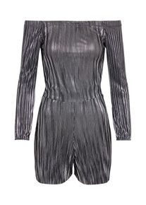 New Look, Damen Jumpsuit 'FOILED PLISSE BARDOT', Silber