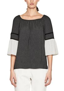 s.Oliver BLACK LABEL, Damen Off Shoulder-Bluse, Schwarz / Wei&szlig;