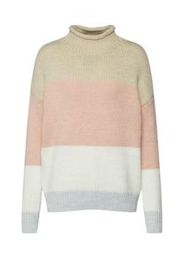 GAP, Damen Pullover 'DROP SHOULDER MOCK NECK-BLOCK STRIPE', Sand