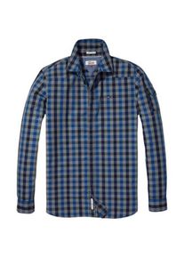 Tommy Jeans, Herren Hemd 'THDM REG INDIGO CHECK SHIRT L/S 18', Blau / Schwarz