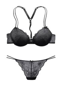 Melrose, Damen Set: Push-up-BH + String, Schwarz