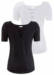 Lascana, Damen T-Shirts, Schwarz / Weiß