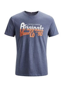 Jack & Jones JACK & JONES, Herren T-Shirt, Blue Denim / Orange / Weiß
