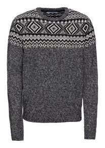 Kiomi, Herren Pullover 'KM-0918-0362', Graumeliert / Wei&szlig;